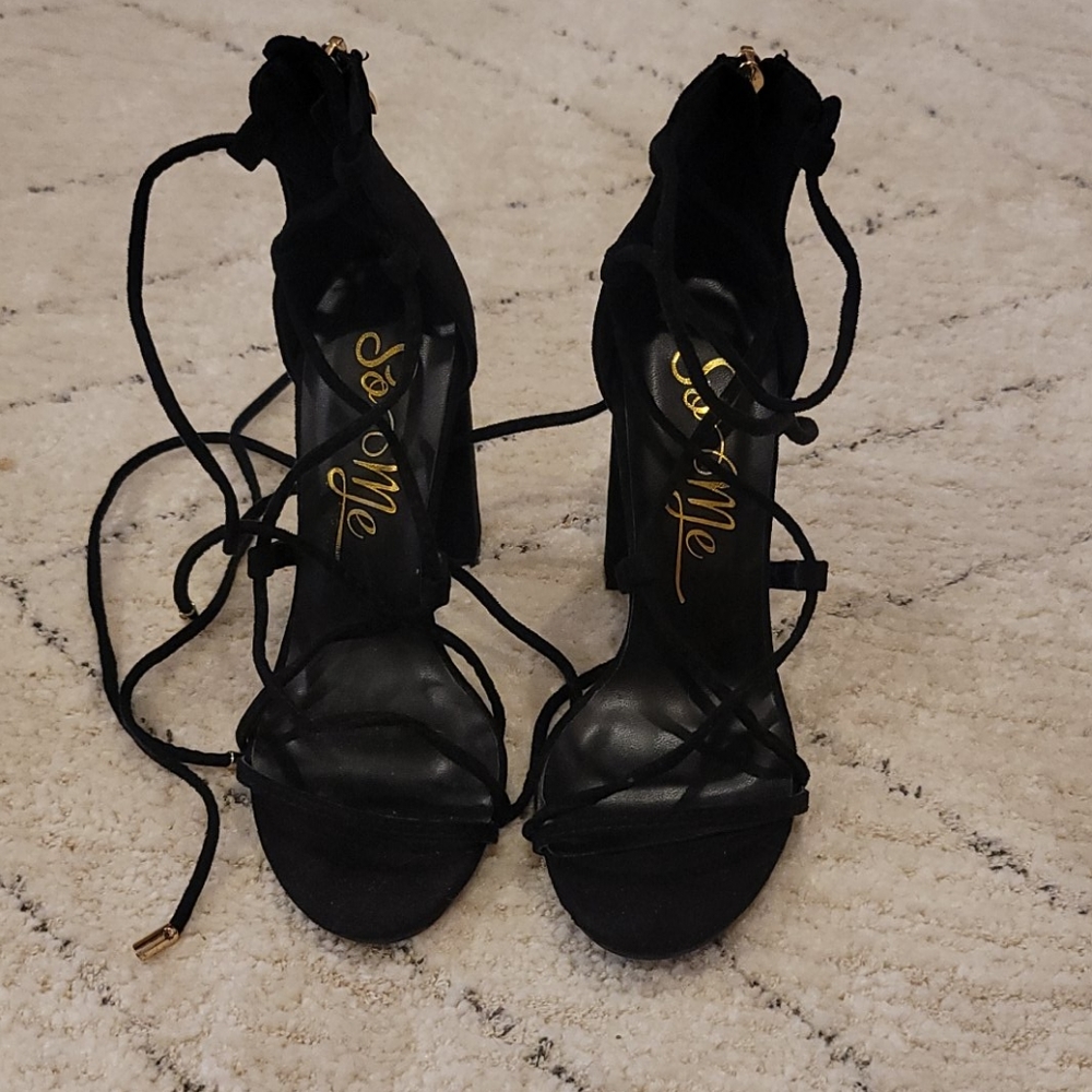 Black strappy heels